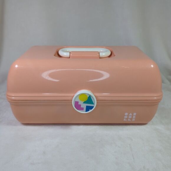 Caboodles Make Up Carrying Case Travel Peach w/Tray Mirror Two-Tier 5626 USA - Picture 1 of 9